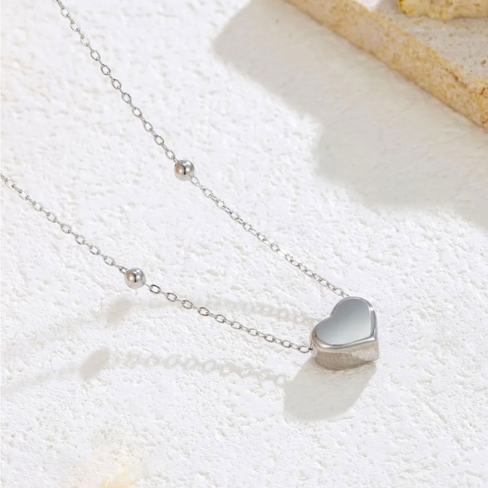  Smooth Heart Silver Pendant Necklace